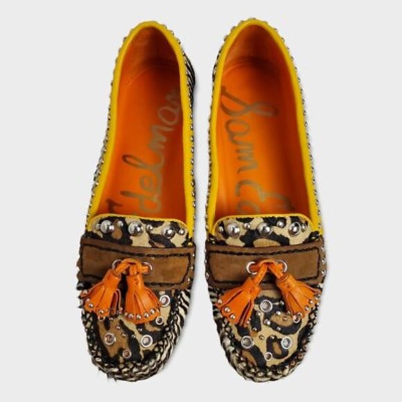 Sam Edelman Aurora Leather Zebra Animal Print Cow Hair Tassel Loafers Sz 7.5M - Picture 4 of 12